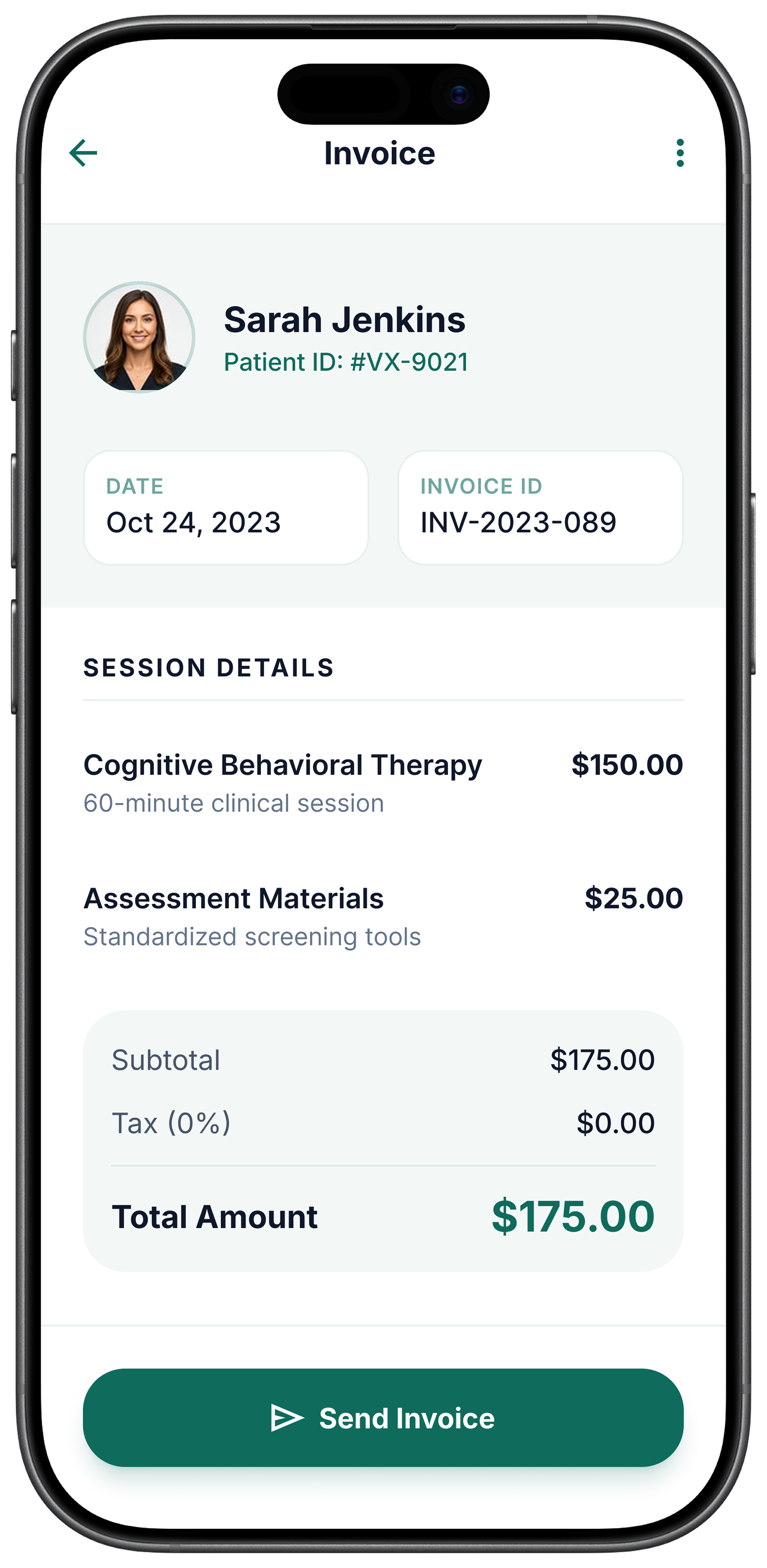 Invoicing screen in Voxoap